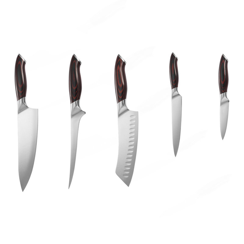 Ensemble de couteaux de cuisine, 5 couteaux tranchants en acier inoxydable à haute teneur en carbone, durable et résistant à la rouille, coutellerie de cuisine professionnelle avec poignée ergonomique résistante aux fissures, pour une coupe précise