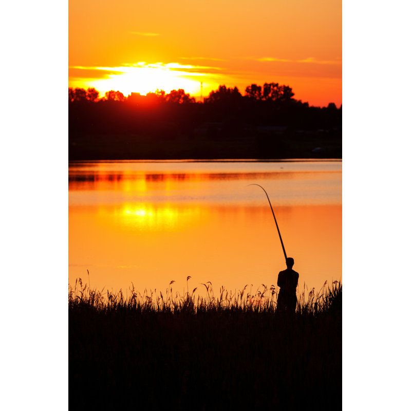 Pêcheur pêchant par Eugénégg - Photographie sur toile tendue, H 18 po x l 12 po
