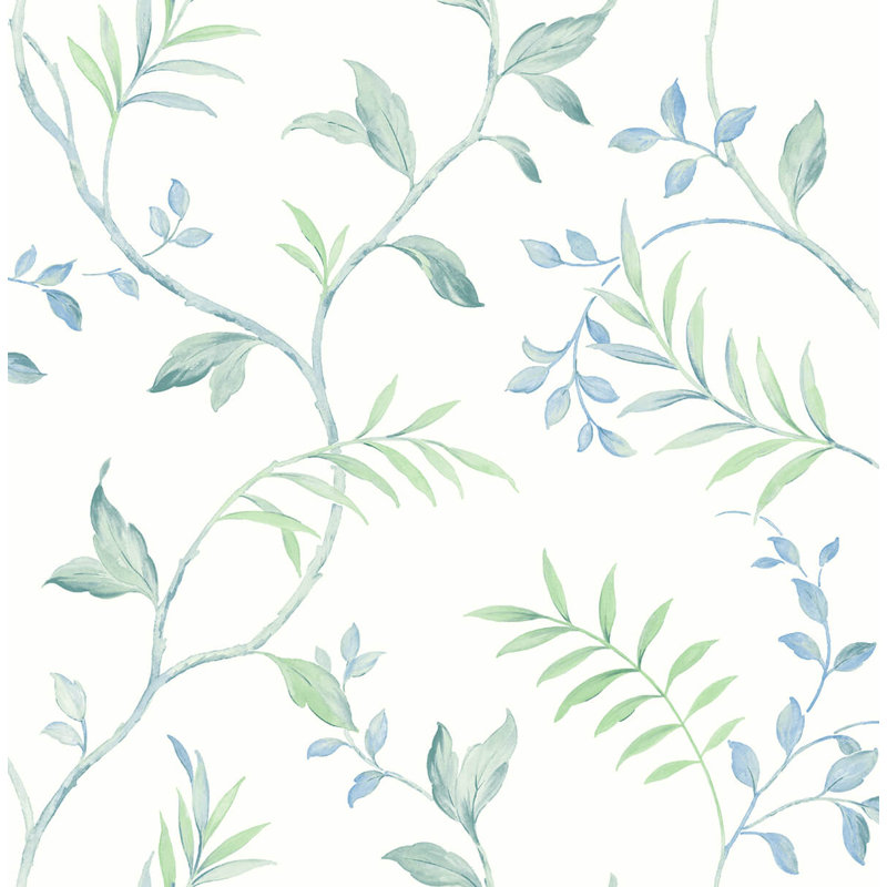 Rouleau de papier peint adhésif à motif de feuilles aquarelle Truro L 18 pi x l 20,5 po Truro