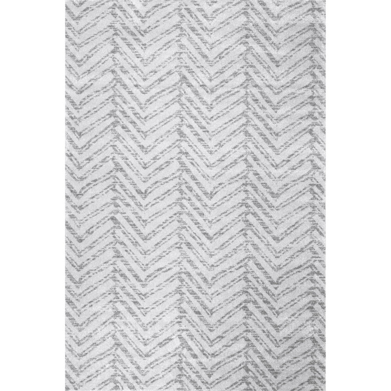 Nyo Transitional Striped Performance Gray Rug, Rectangle 8' x 10'