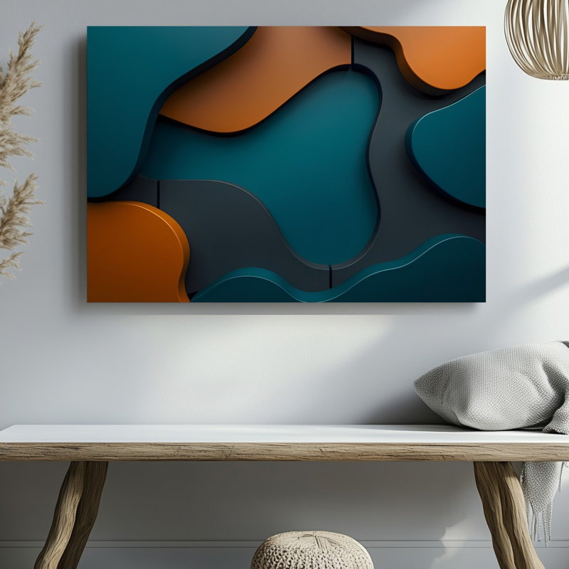 Toile, composition abstraite visuellement saisissante avec une série d'art mural imbriqué de formes géométriques dans un style moderne