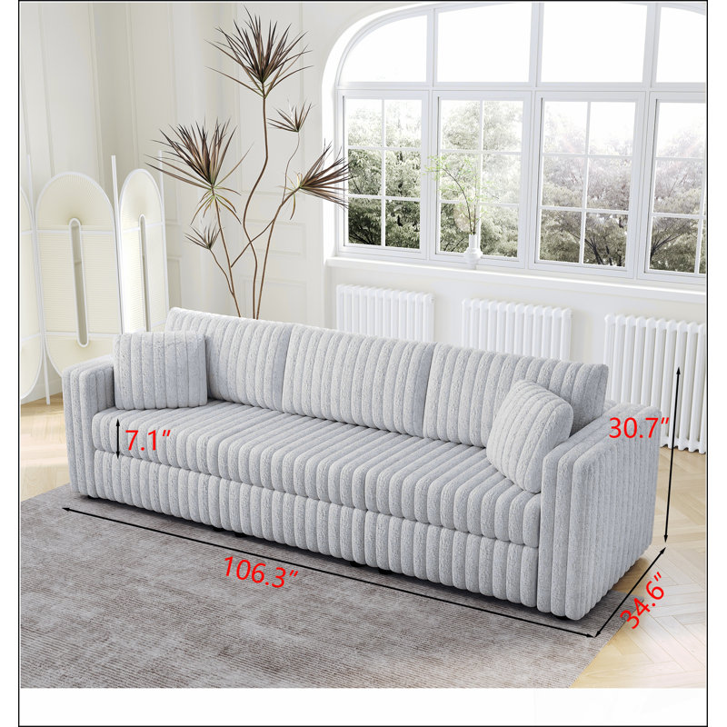 106.3" Soft Modular 3 - Person Sofa Comfortable Distinctive Design for Bedrooms Living Rooms, Light Grey