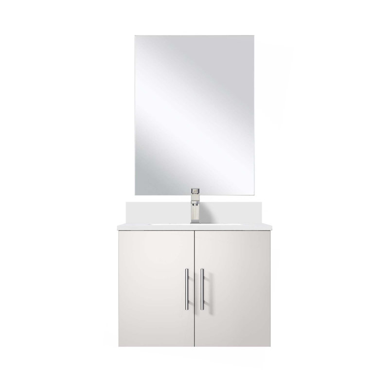 Ensemble de meuble-lavabo avec robinet et miroir DEL, Blanc lustré, 24"