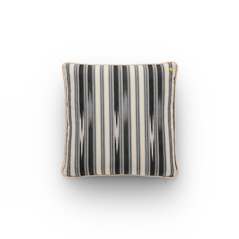 Kutnu Medium Ikat Pattern Pillow, Square 20"H x 20"W, Cream;Black