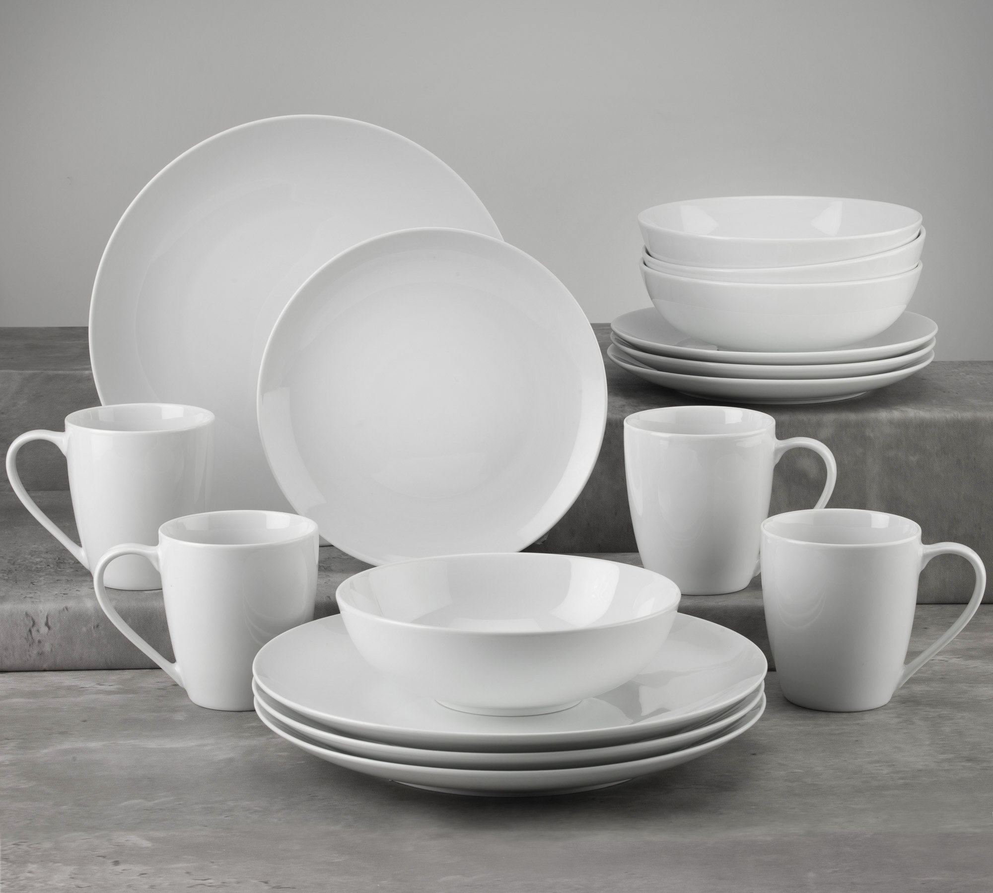 Euro Ceramica Claire Coupe 16pcs Dinnerware Set ( Dinner Plate / Salad Plate / 7'' Bowl / Mug , Service For 4 ) & Reviews | Wayfair
