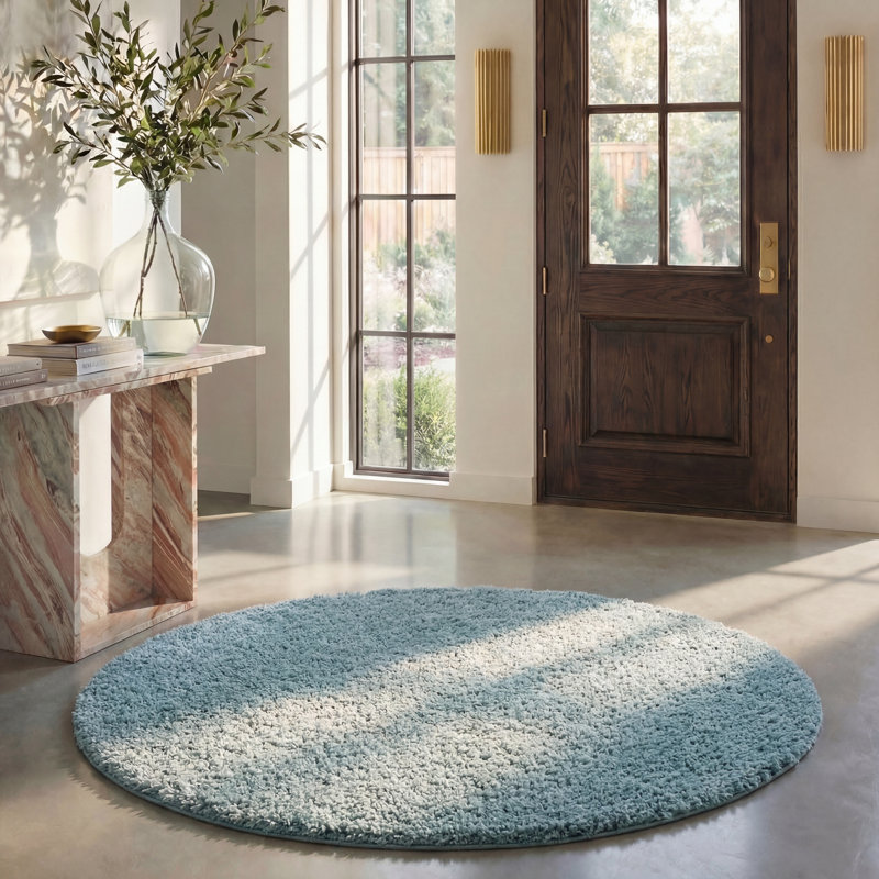 Jiang Aqua Area Rug, Round 6'7"