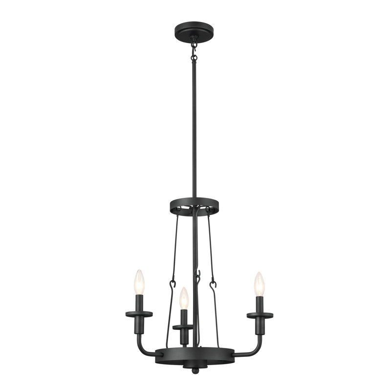 Vetivene 3 - Light Dimmable Classic / Traditional Chandelier, Textured Black