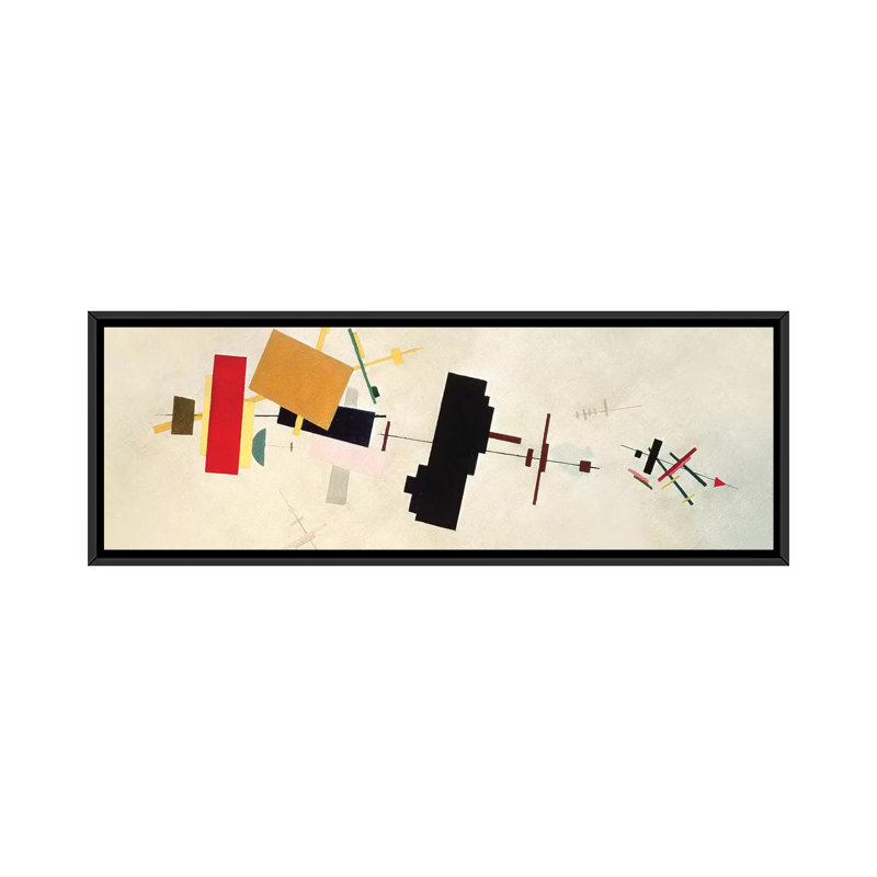 « suprematist composition no. 56 1936 », reproduction d’impression sur toile, H 12 po x l 36 po x P 1,5 po, Cadre noir