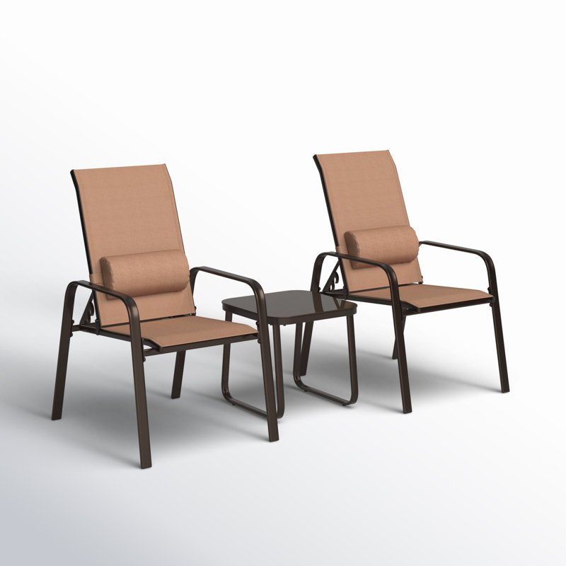 2 - Person Patio Dining Set with Square Table, Brown, Brown