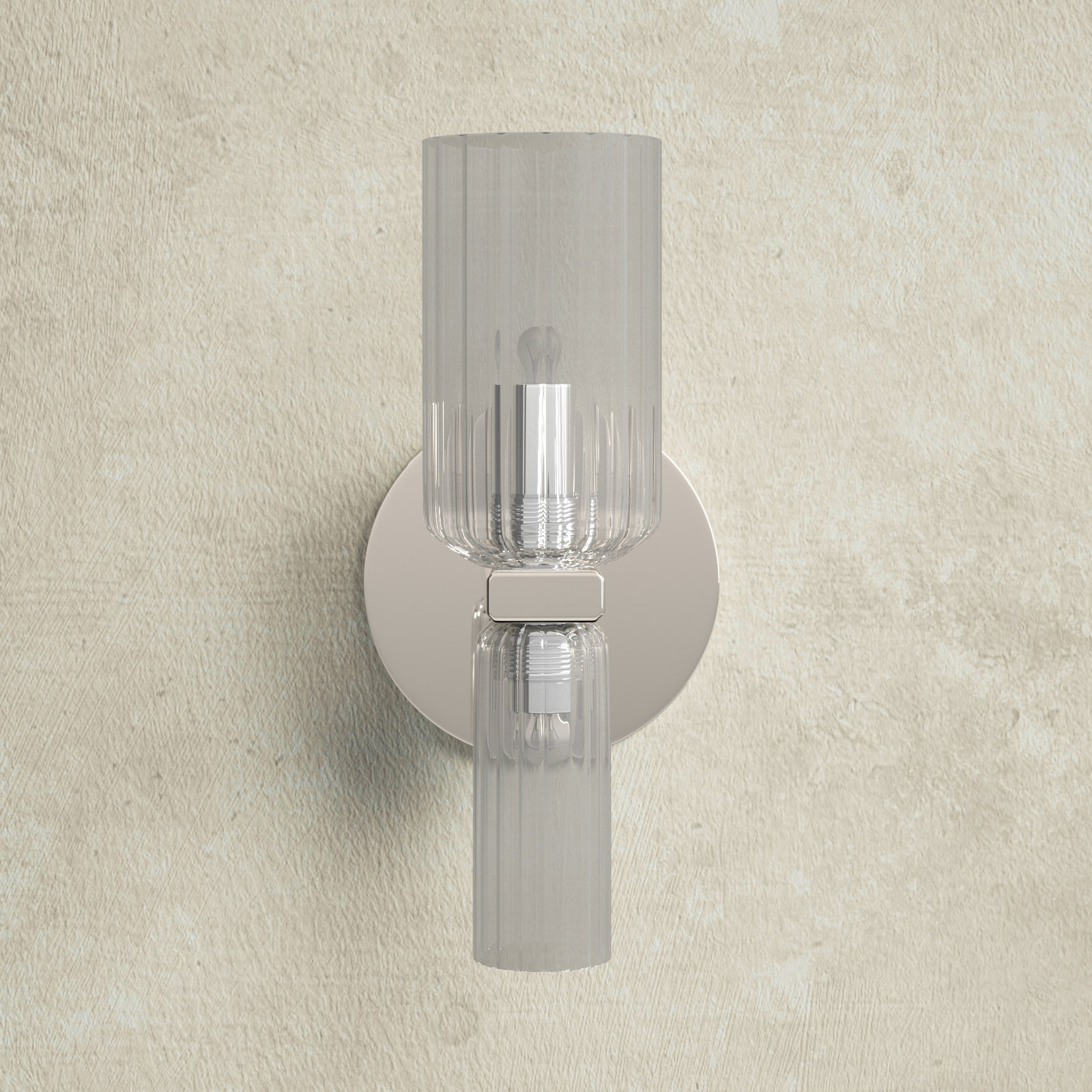 2 Light Glass Dimmable Candle Wall Light, Polished Nickel