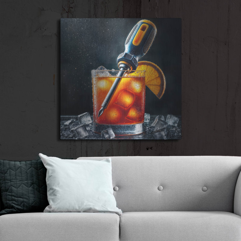 'Screwdriver Cocktail' by Rey Klimt Metal Wall Art, 36" x 36"