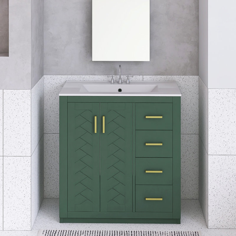 Meuble-lavabo 30 po avec lavabo en céramique, Vert