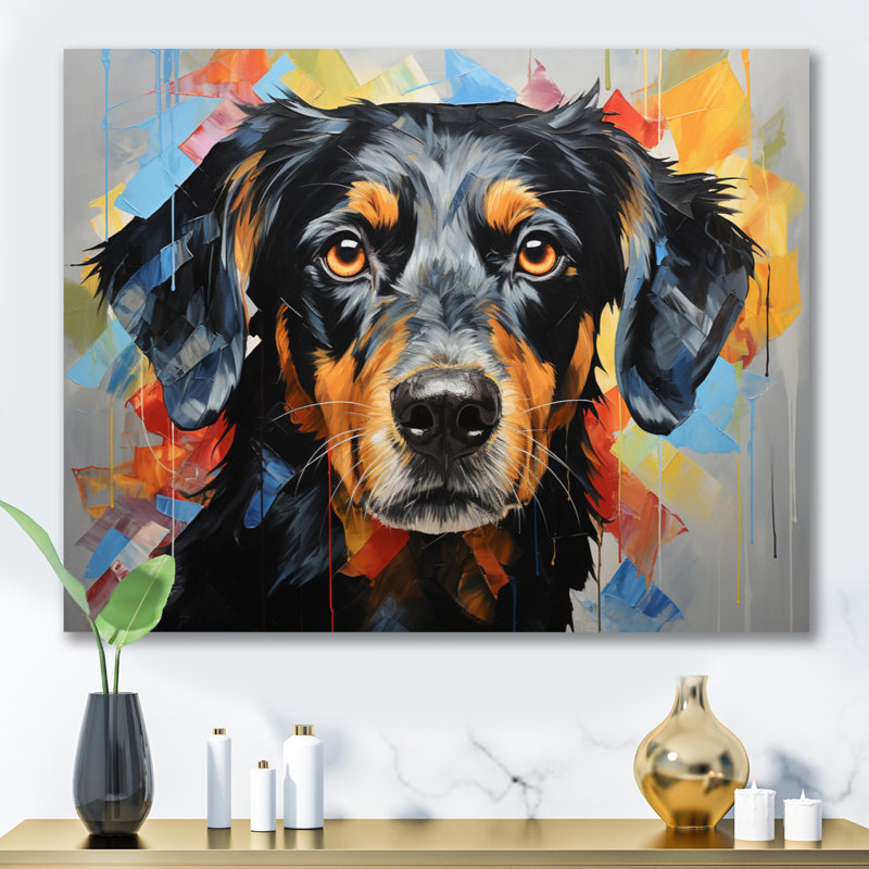 Chien, chien, compagnon, collage - imprimé, H 12 po x l 20 po x P 1 po, Toile tendue