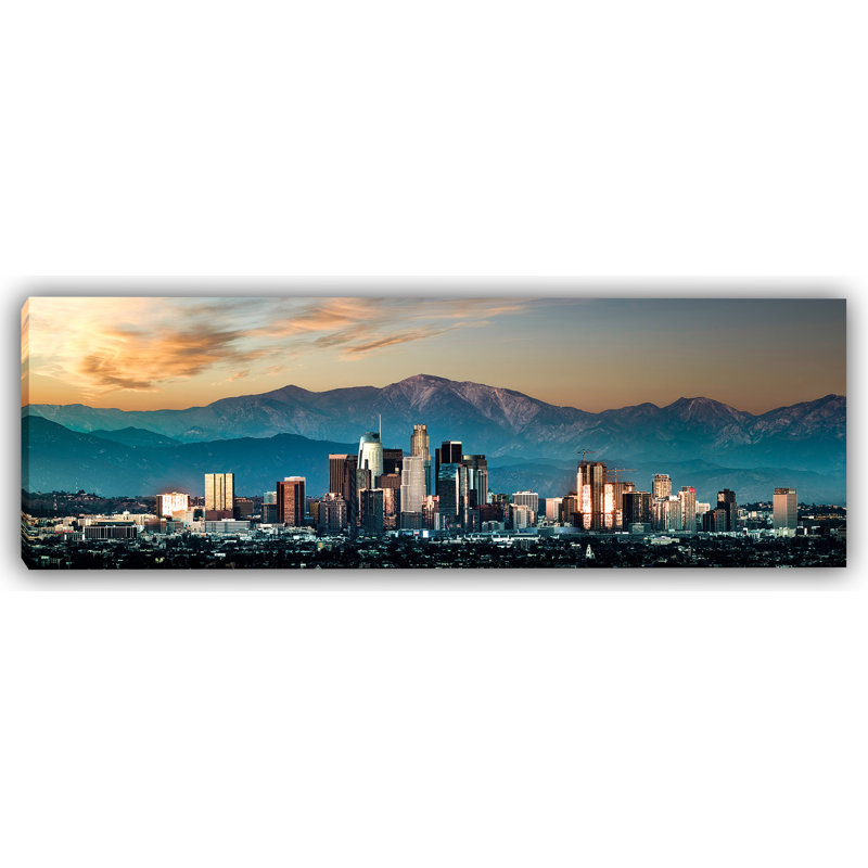 «Los Angeles Skyline at Dusk», art sur toile, H 10 po x l 30 po