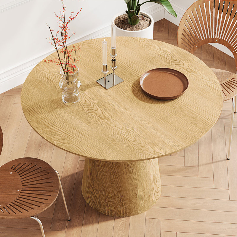 Table de salle à manger circulaire, table ronde minimaliste moderne, table de salle à manger en grain de bois naturel, Bois