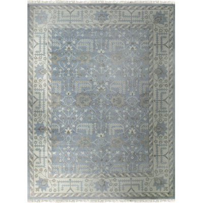Tapis gris en laine noué à la main gris