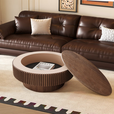 Timeshia Coffee Table, Modern Coffee Table, Wood Coffee Table, Round Coffee Table With Storage