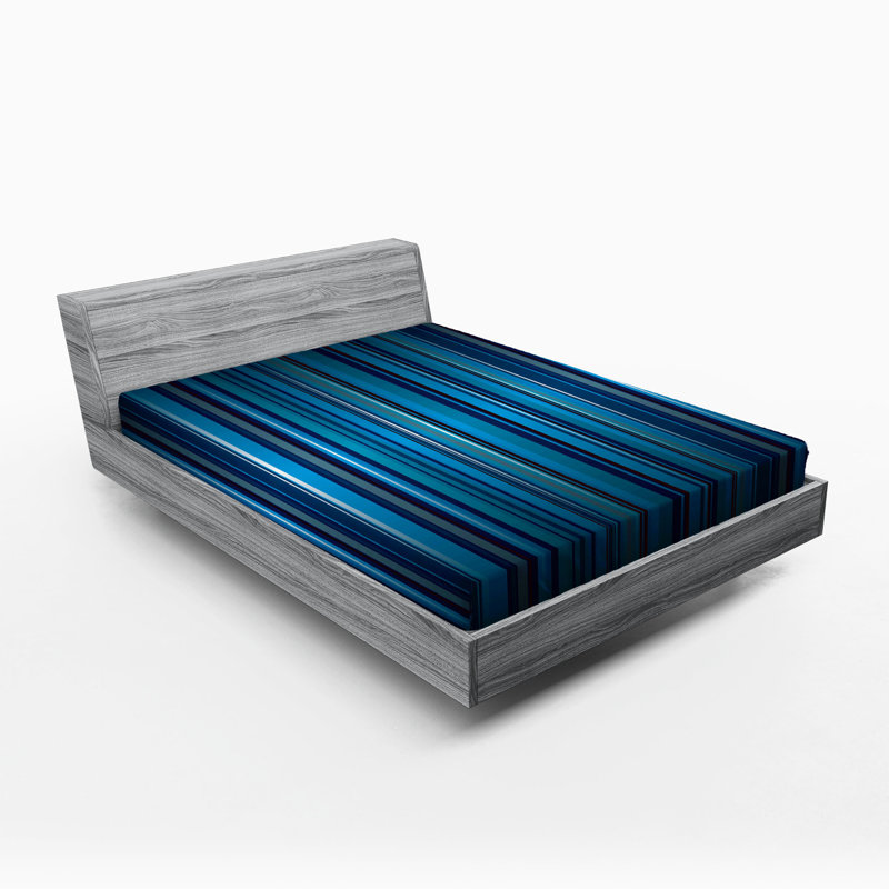 Drap-housse orange Ambesonne, Drap-housse de taille très grand, Bleu marine / bleu sarcelle rayé