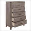 Commodes | Commode industrielle 5 tiroirs en mélamine gris brunâtre avec quincaillerie en métal foncé | Brun gris | Bois