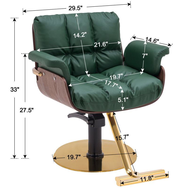  Stylized hairdresser chair, hydraulic hairdresser chair, Similicuir brun / vert