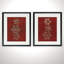 « flocons de rouge », ensemble de 2 reproductions de peintures à l’acrylique encadrées-28785734
