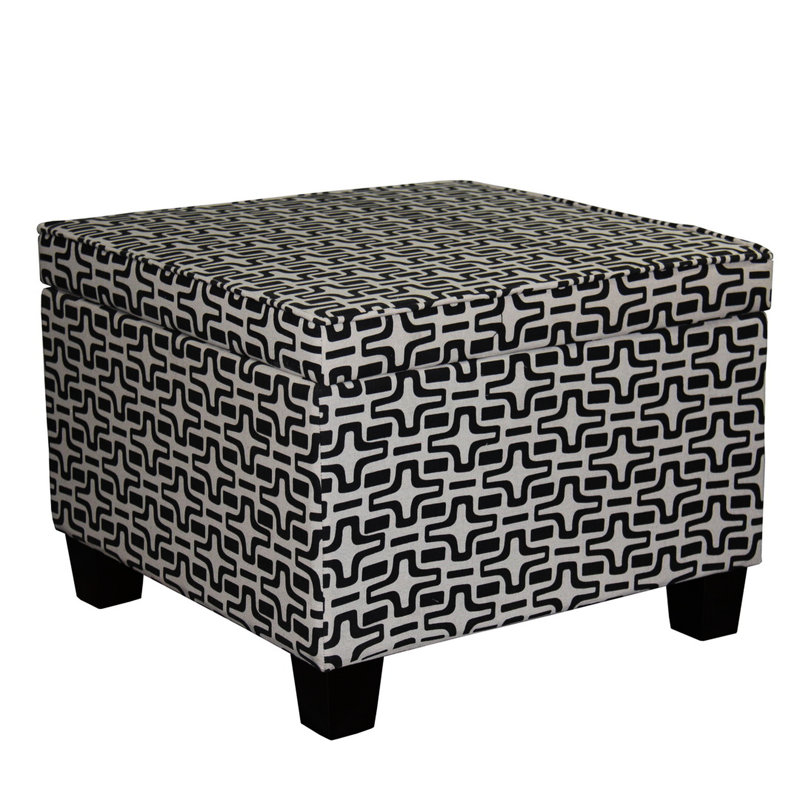Imprimé géométrique brun de 18 po de hauteur, conception de siège confortable, mélange de tissu, longueur de rangement de 24 po avec imprimé, élégance, fabrication en bois, hauteur de 12 po