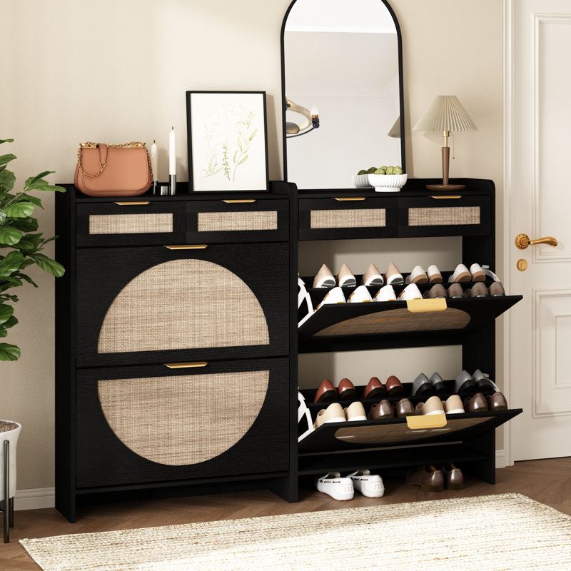 Armoire de rangement pour chaussures Anteus, Noir mat