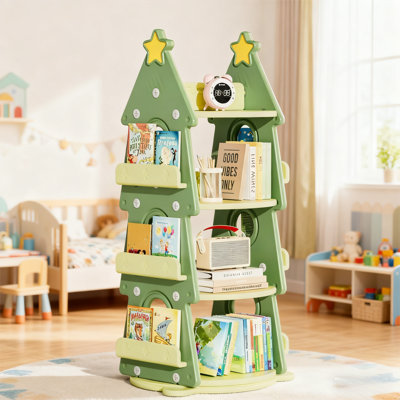 47.9" H X 19.9" W Kids Bookshelf, 360° Rotating Bookshelf, Corner Bookcase by Latitude Run