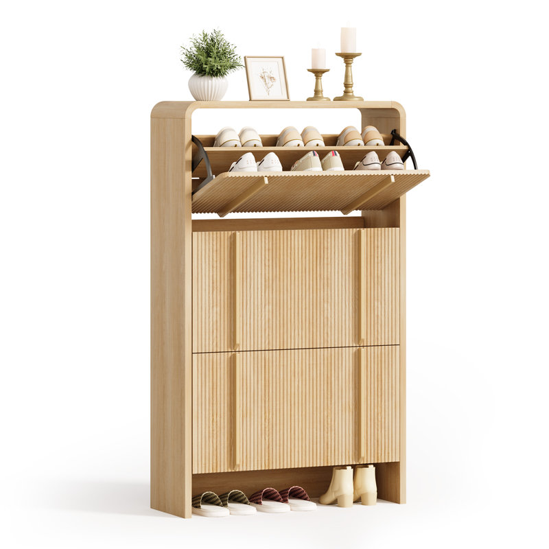 3-Drawer Shoe Storage Cabinet with Flip Doors, Space-Saving Entryway Organizer