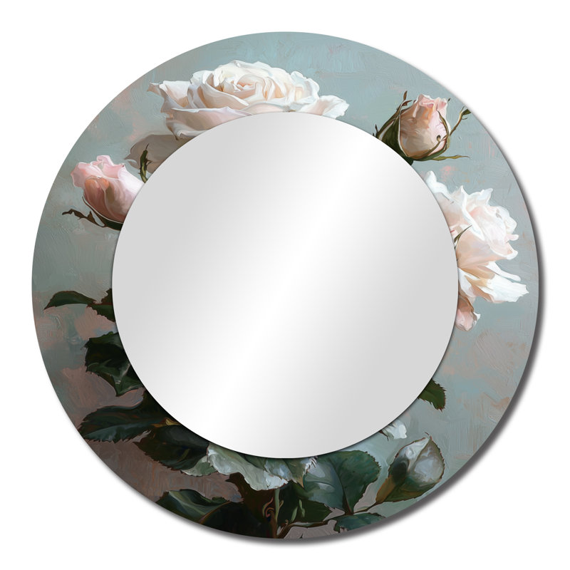 «Roses Bouquet Garden Of Grace I», art mural miroir moderne, imprimé sur métal, 23 po x 23 po