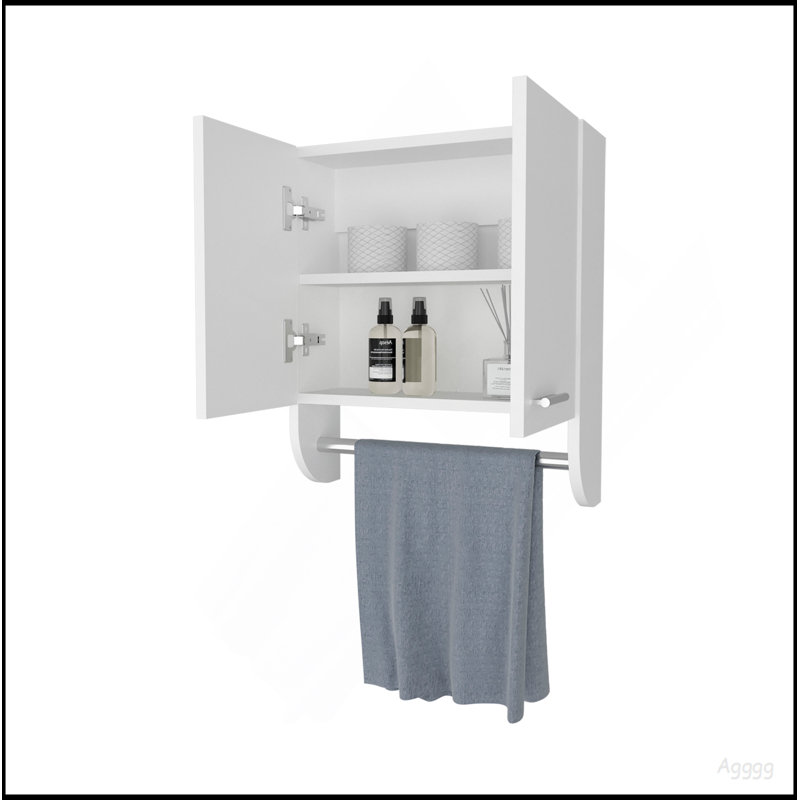 Goodyear Medicine Cabinet In Melamine With A Towel Bar, White, White