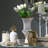 14” White Ceramic Urn Vase with Metallic Gold Accents, Modern Decorative Flower Vase for Tabletop, Mantel, or Centerpiece-118531241