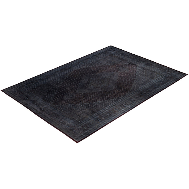 Tapis noir en laine de conception unique 10 pi 2 po x 14 pi 6 po Huddleston