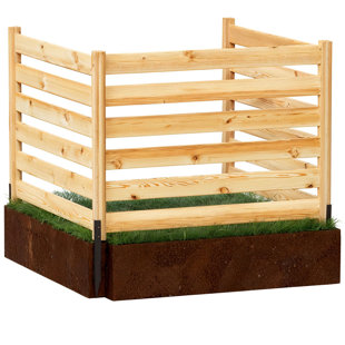Wood Privacy Fence Panels for Air Conditioner and Trash Can Enclosure with Metal Ground Stakes, No-Dig Outdoor Pool Equipment Screen (3 Panels)