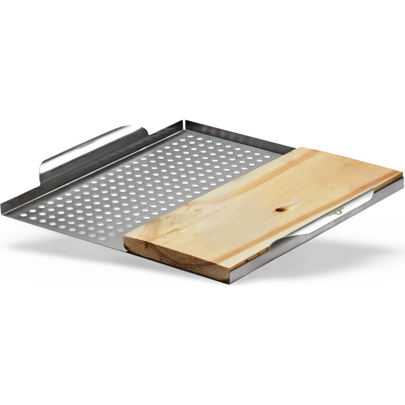 Surmatelas multifonctionnel en acier inoxydable avec grille en cèdre pour barbecue