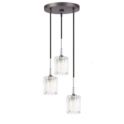 Luminaire suspendu cylindrique en grappe à 3 lumières Massa