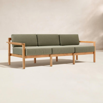 Haven 89.5'' Wide Teak Patio Sofa with Sunbrella® Cushions