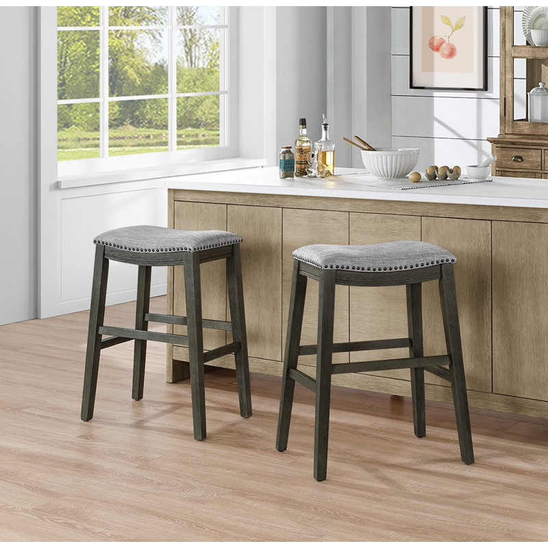 Raimundo Upholstered Counter Stool, Gray, Counter Stool (25" Seat Height)