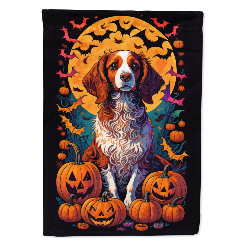 Drapeau d'Halloween épagneul Brittany, 15,5 po x 11,25 po