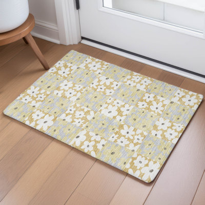Tapis floral intérieur / extérieur lavable à la machine Chantille ACN2476