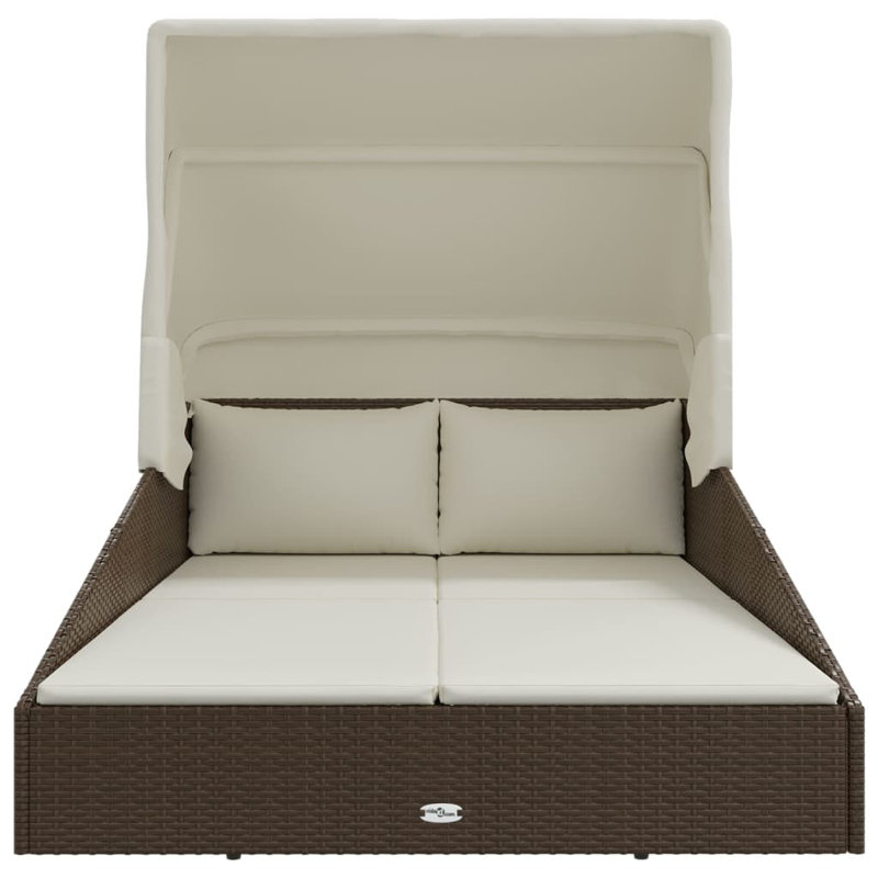 78.7'' Wide Patio Daybed with Cushions, Cream , Brown