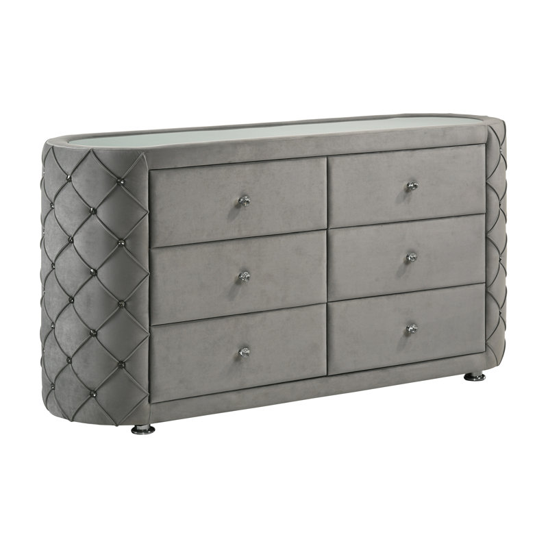 Commode, velours gris