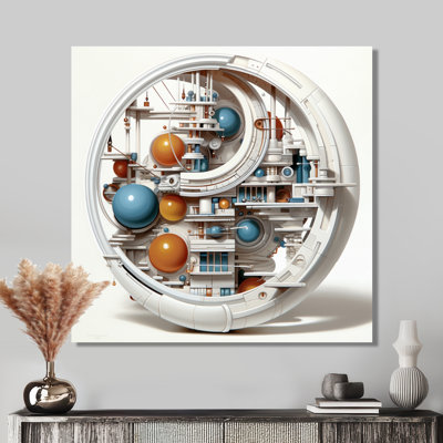 Futur architecture rétro bleu - art mural géométrique