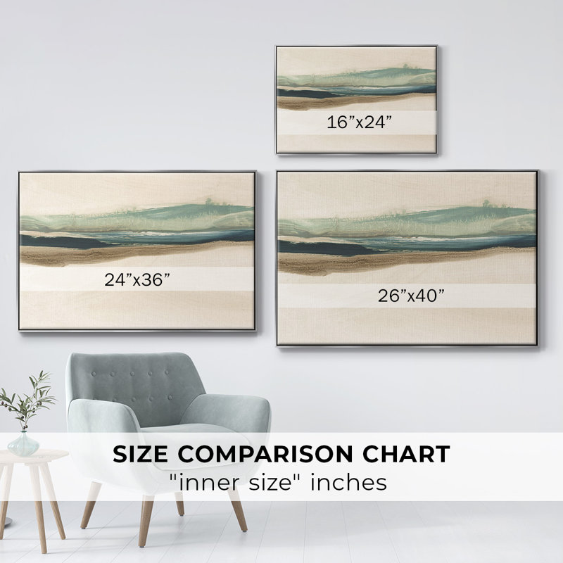 «Layered Horizon II», reproduction sur toile, Toile argentée avec cadre flottant, H 27 po x l 41 po x P 2 po