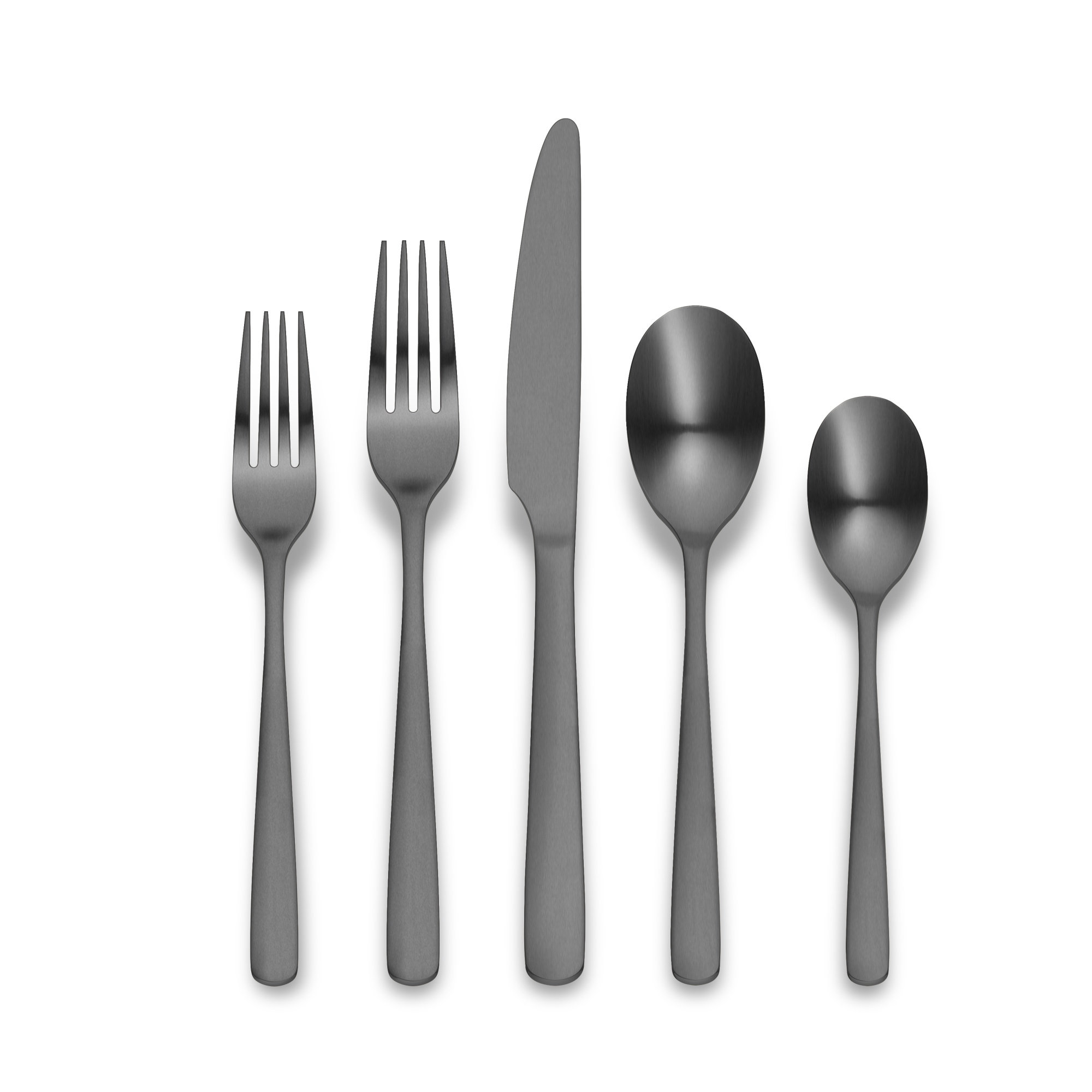 Matte Black Hammered 20-Piece Flatware Set