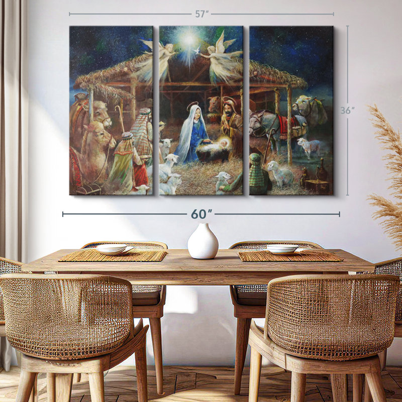 "La Nativité II" sur toile, H 36 po x l 57 po x P 1,25 po
