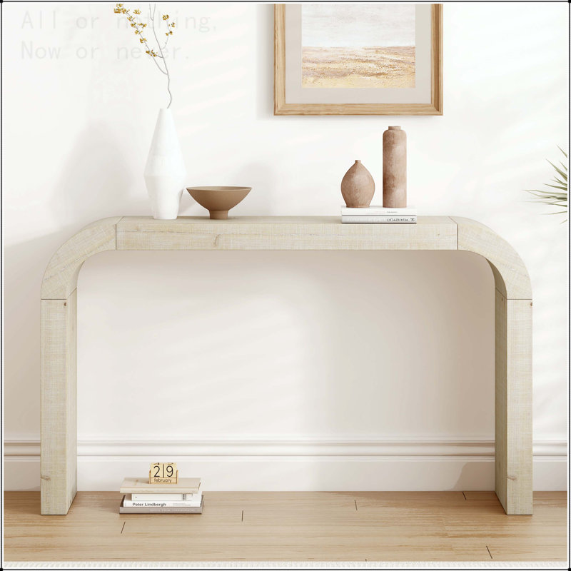 Console de 52 pouces avec rebord courbé et placage de cèdre, Naturel