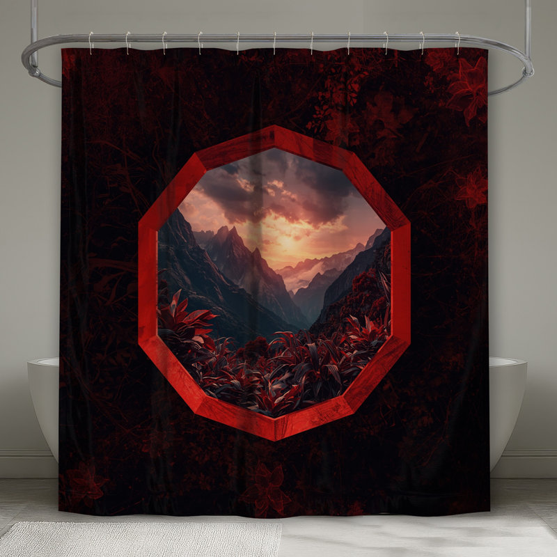 Rideaux de douche Red Mountain Landscape, L 70 po x H 93 po