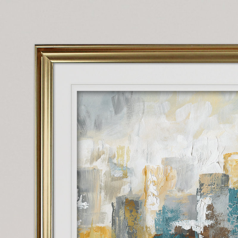 « city views i », reproduction de peinture à l’acrylique encadrée, Or, H 28 po x l 38 po x P 1,5 po