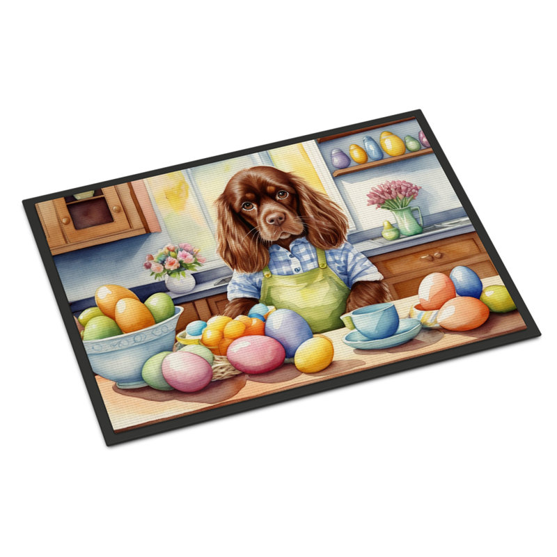 Decorating Easter Sussex Spaniel Doormat, 18" W x 27" L